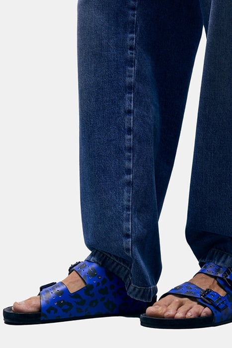 SANDALES EN CUIR IMPRESSION LEOPARD BLUE 2