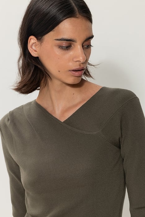 ASYMMETRICAL SWEATER GREYISH KHAKI 6