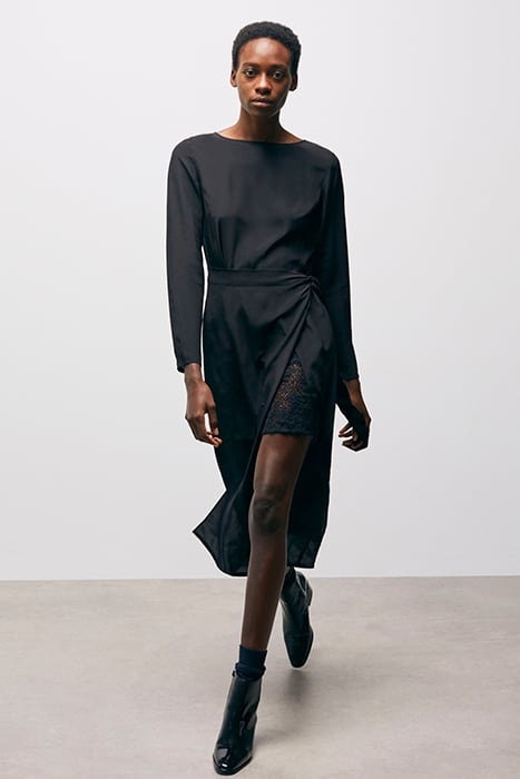 ROBE LONGUE MANCHES LONGUES JUPE DENTELLE BLACK 4