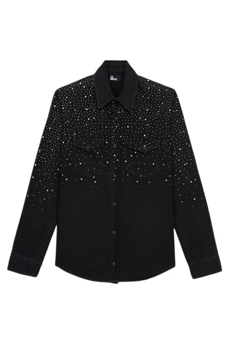 CHEMISE WESTERN BLACK DENIM AVEC STRASS BLACK WASHED 1