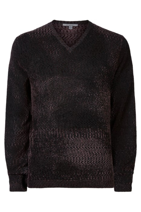 WETZEL REGULAR FIT LS VNECK WITH CHENILL PLUM WOOD 2