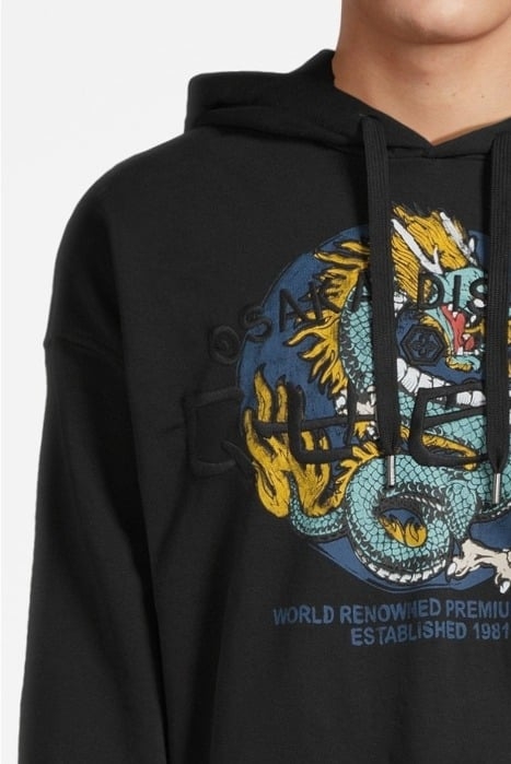 GUESS ECO GUESS ROUND LOGO HOODIE SWEATS JET BLACK A996 4