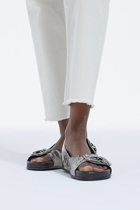 SANDALES EN CUIR IMPRIME PYTHON BLACK GREY 3