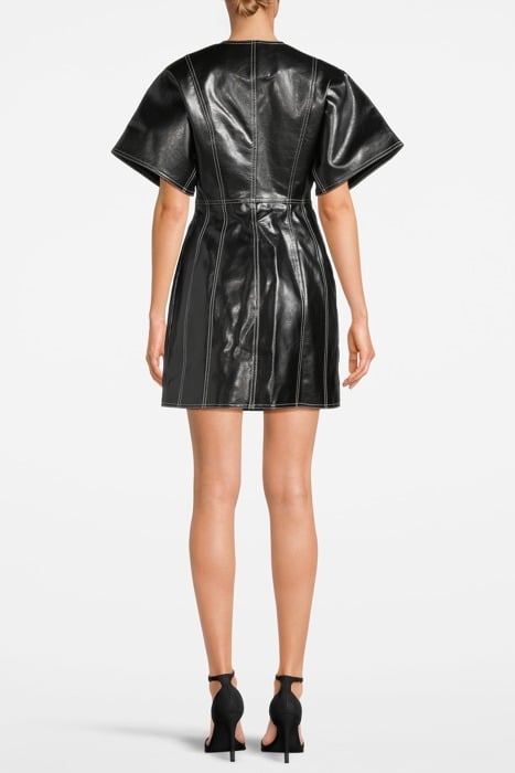 FUTURE COATED FITTED SHAPED SLEEVE MINI DRESS BLACK 2