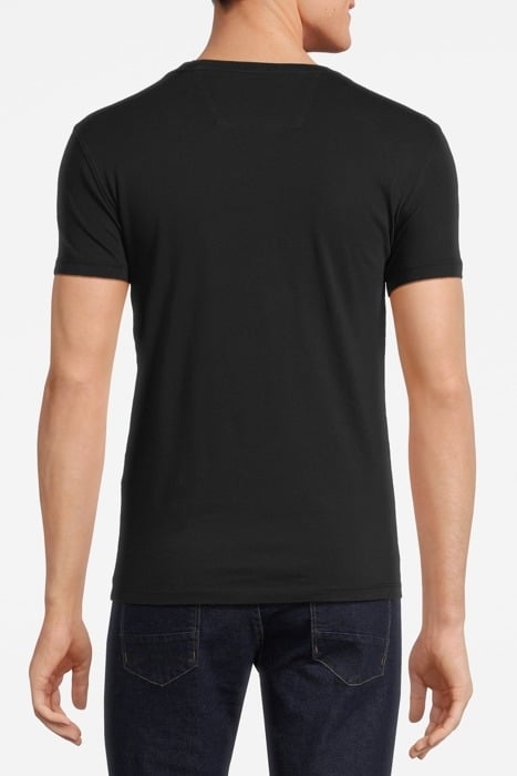 SS RAW EDGE TEE - PEACE SIGN EMBROIDERY BLACK 2