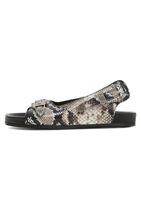 SANDALES EN CUIR IMPRIME PYTHON BLACK GREY 1