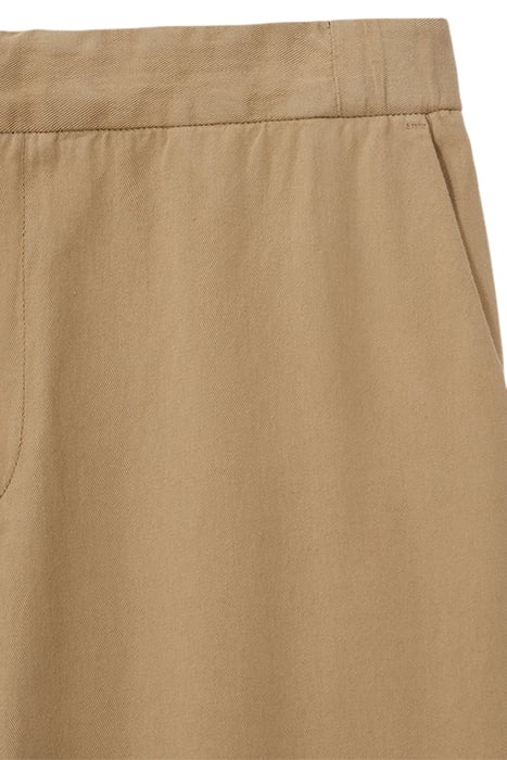 PANTALON DROIT EN COTON CEINTURE SEMI ELASTIQUEE BEIGE 2