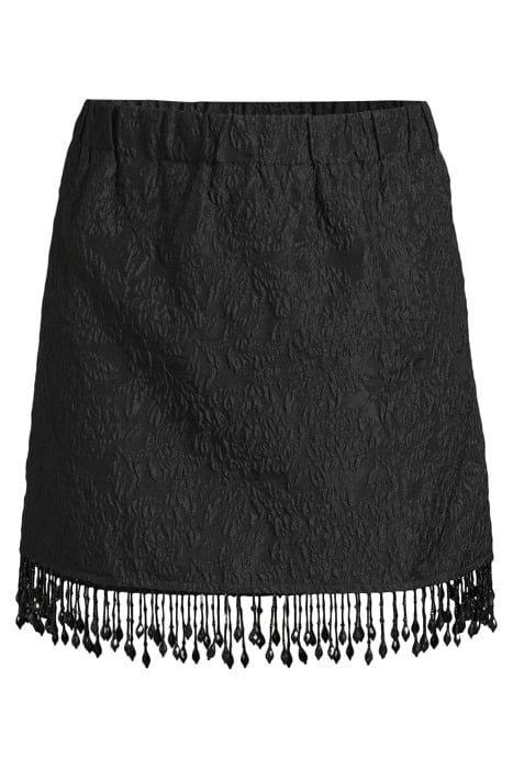JACQUARD ORGANZA BEAD FRINGE MINI SKIRT BLACK 3