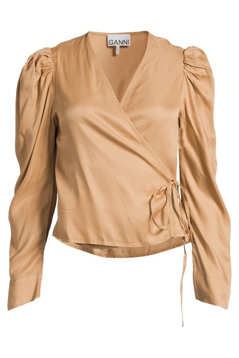 VISCOSE TWILL WRAP BLOUSE TIGER'S EYE 3