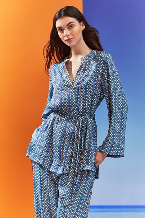 TW LUCIA - V NECK TILE PR NAVY MULTI 1