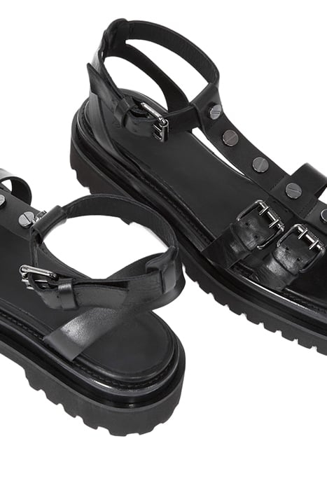 SANDALES EN CUIR AVEC SEMELLES CRANTEES BLACK 5