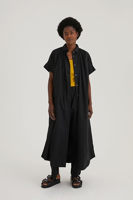 COTTON PLEATED DRESS BLACK 1