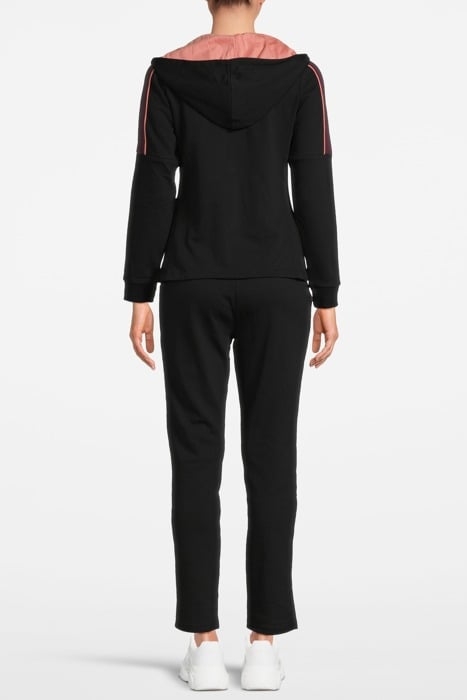 WOMAN HOODIE TRACKSUIT FULL ZIP A-AFW805 BLACK-WINETASTING 1 2