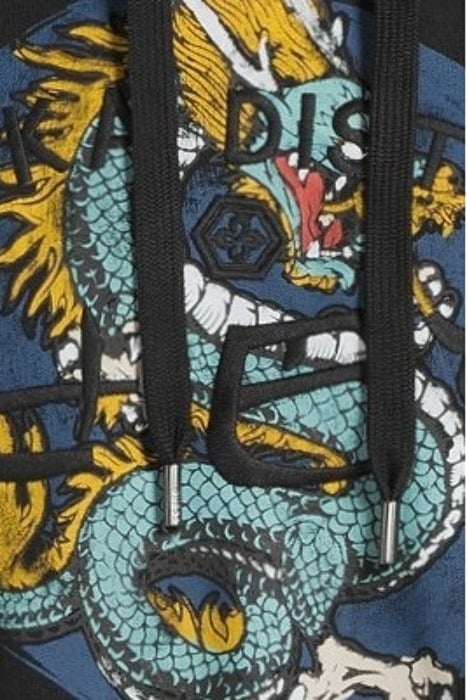 GUESS ECO GUESS ROUND LOGO HOODIE SWEATS JET BLACK A996 5