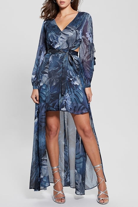 GUESS ECO LS FARRAH DRESS ETCHED TROPICAL PRIN 1