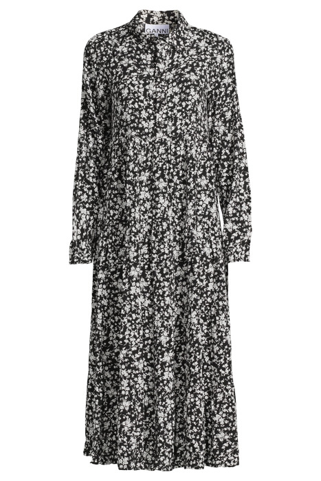 PRINTED CREPE LAYER DRESS BLACK 3
