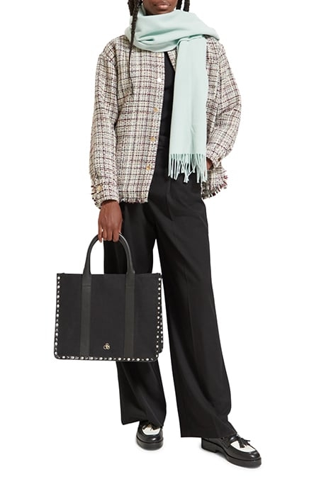 CANVAS SHOPPER WITH STUDS AND LEATHER TRIMMING EVENING BLACK 3