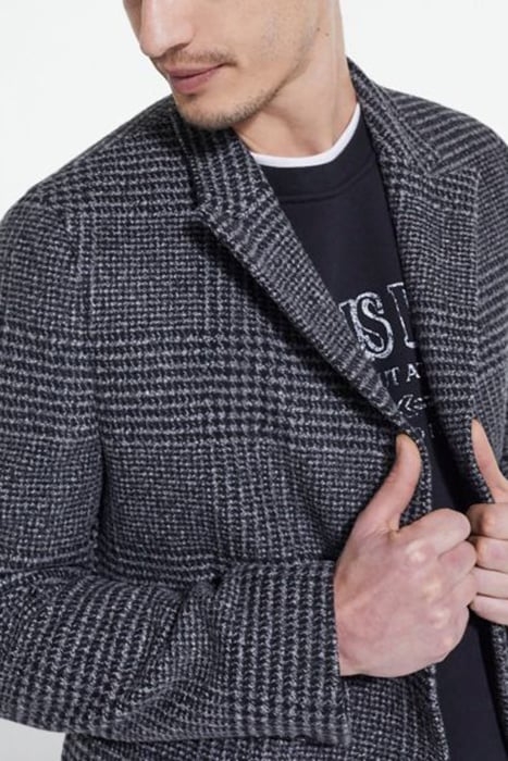 MANTEAU LONG CROISE MOTIF CHEVRONS DARK GREY 4