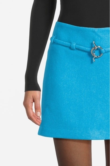 TWILL WOOL SUITING MINI SKIRT BLUE CURACAO 4
