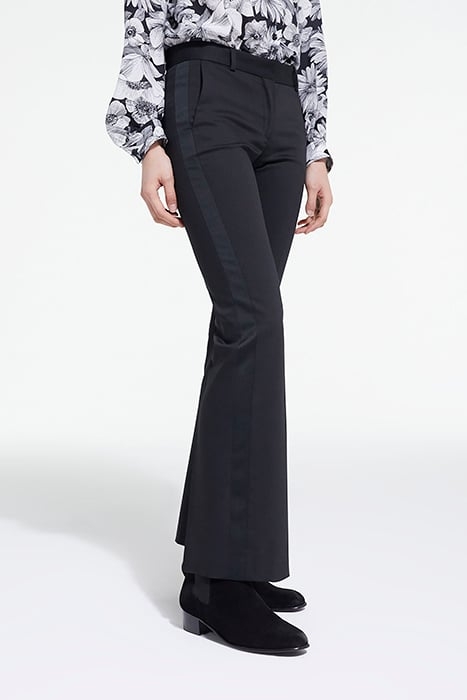 PANTALON COSTUME BAS EVASE DETAIL BANDE SATIN BLACK 4