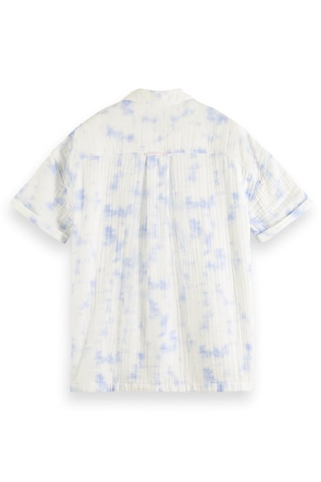 SHORT SLEEVE BONDED & PRINTED SHIRT IN RELAXED FIT BLUE TIE 5