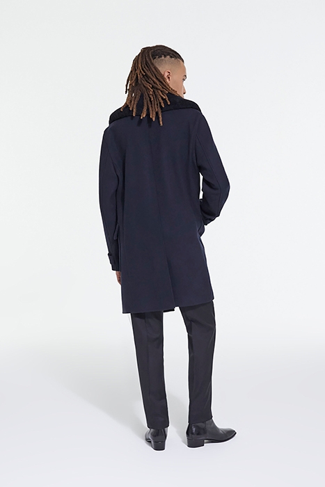 MANTEAU LONG CROISEE COL DETACHABLE FOURRURE DARK NAVY 4