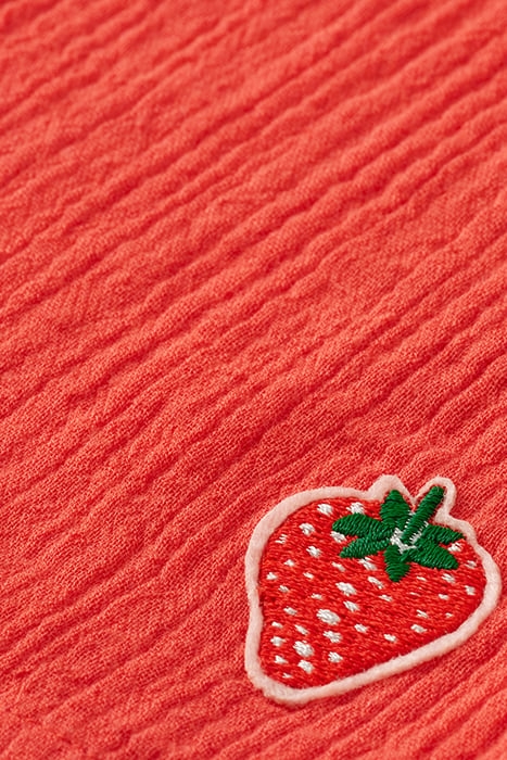GIRLS CRINKLE COTTON TOP STRAWBERRY 8