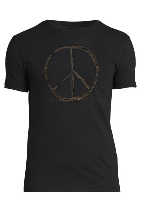 SS RAW EDGE TEE - PEACE SIGN EMBROIDERY BLACK 3