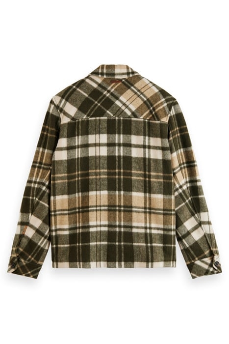 BRUSHED WOOL-BLEND CHECKED OVERSHIRT GREEN CHECK 5