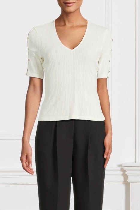 MARCIANO BY GUESS ALLISON TOP SHORT SLEEVE PALE BLOUSE PEARL 1