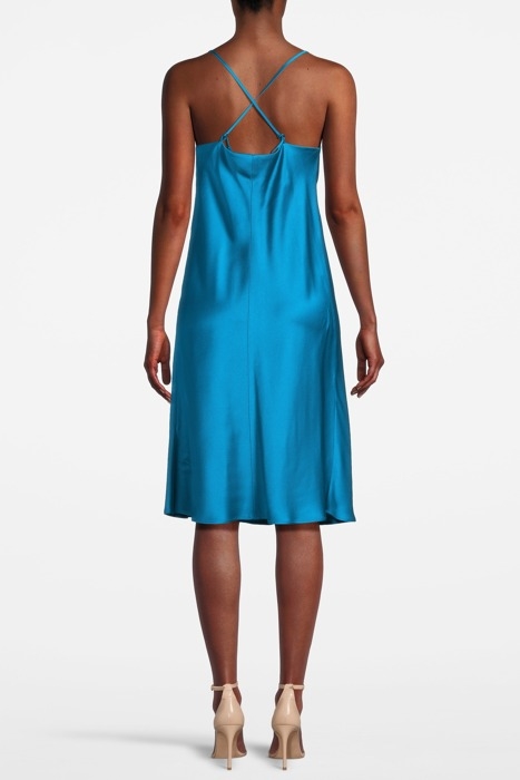 SATIN SLIPDRESS WITH BIAS CUT DEEP TURQUOISE 2