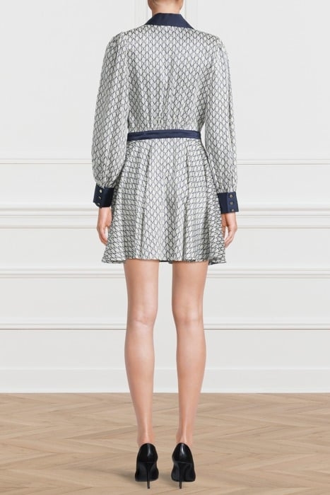 NEW MONOGRAM FLARED PALE PEARL BLUE COMB DRESS SHIRT 2