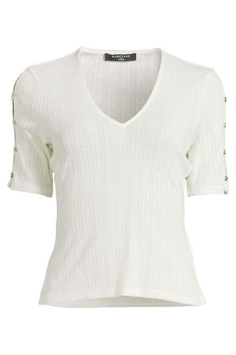MARCIANO BY GUESS ALLISON TOP SHORT SLEEVE PALE BLOUSE PEARL 3