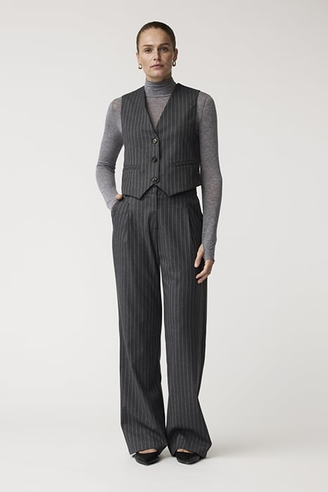 HAZEL PINSTRIPE GILET GREY MELANGE 1