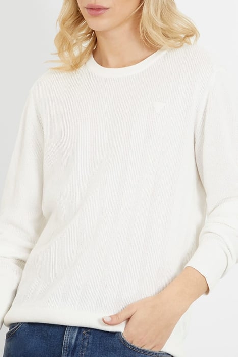 GUESS ECO BUD LS CN STITCHED S SALT WHITE 5