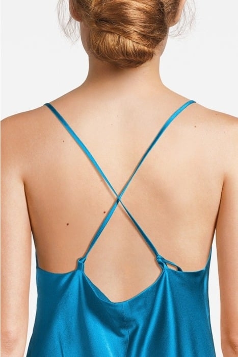 SATIN SLIPDRESS WITH BIAS CUT DEEP TURQUOISE 4