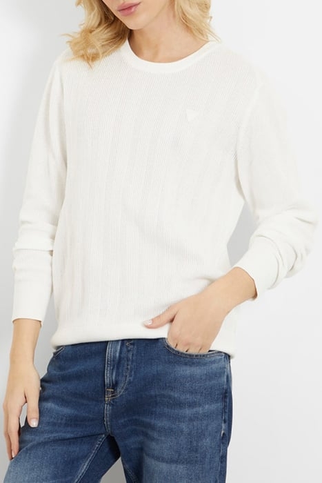 GUESS ECO BUD LS CN STITCHED S SALT WHITE 1