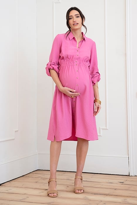 MATERNITY SHIRT DRESS PINK 4