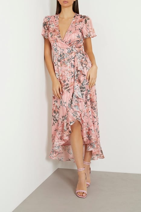 GUESS ECO NEW JUNA LONG DRESS EUCALYPTUS FLORAL PR 1