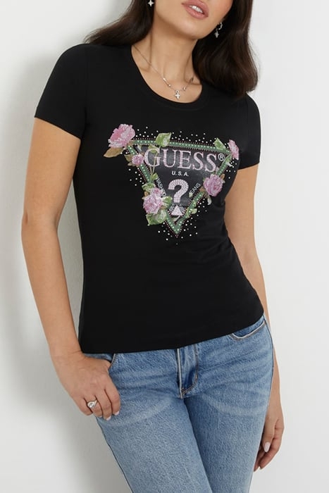 GUESS ECO SS RN FLORAL TRIANGL JET BLACK A996 1