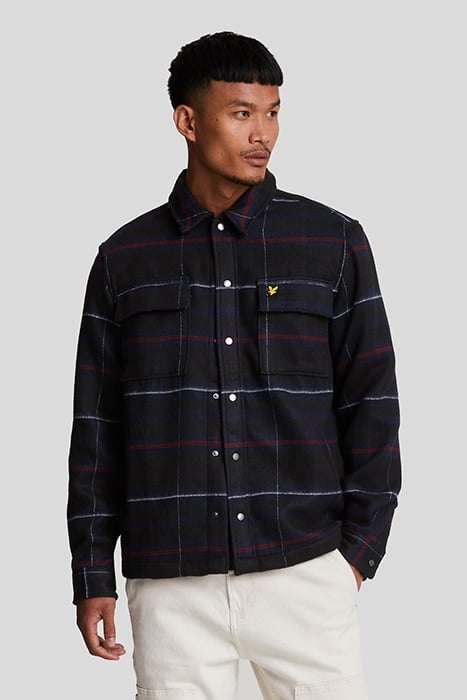 LYLE & SCOTT BRUSHED TARTAN OVERSHIRT MUDDY NAVY 1