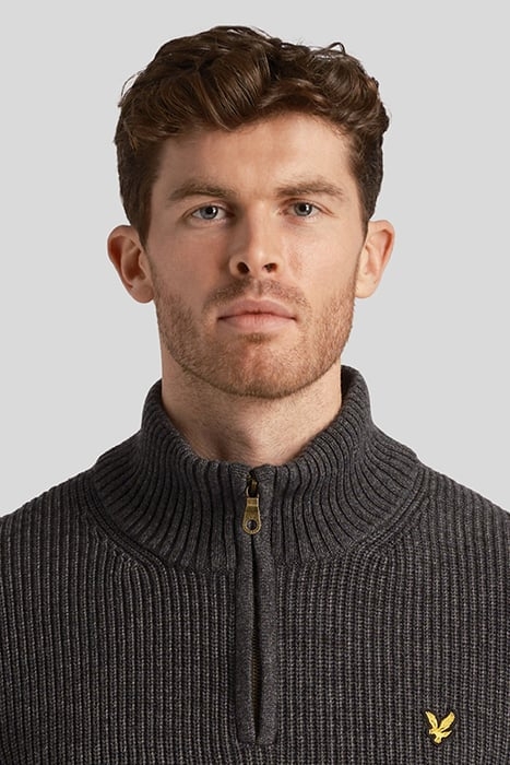 RIBBED QUARTER ZIP JUMPER CHARCOAL MARL 4
