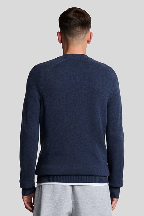 SADDLE SLEEVE CREW NECK JUMPER NAVY HEATHER 2