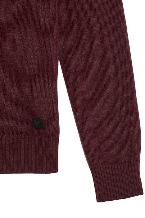 SADDLE SLEEVE CREW NECK JUMPER BURGUNDY HEATHER 8