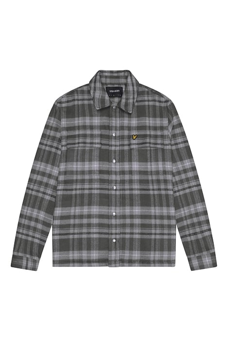 LYLE & SCOTT BRUSHED TARTAN OVERSHIRT WARM GREY 4