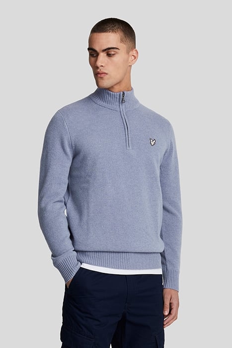LAMBSWOOL QUARTER ZIP JUMPER FACTORY BLUE 1