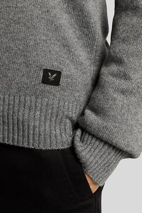 SADDLE SLEEVE CREW NECK JUMPER GREY HEATHER 6