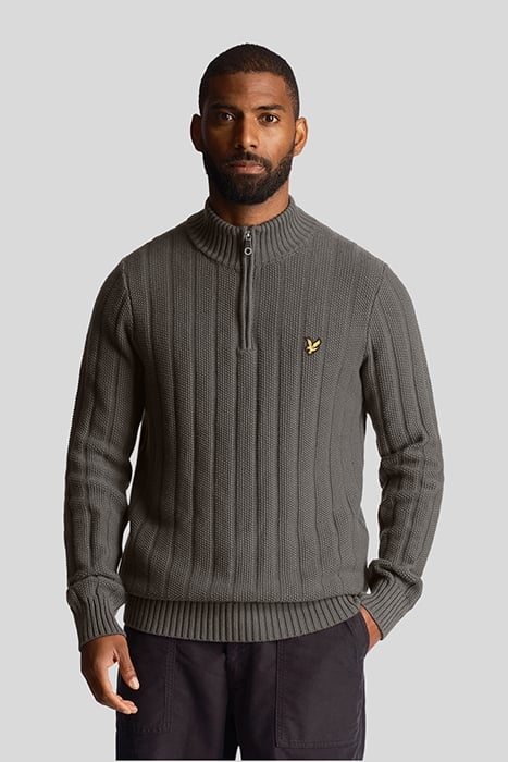 MOSS STITCH QUARTER ZIP JUMPER GUNMETAL 1