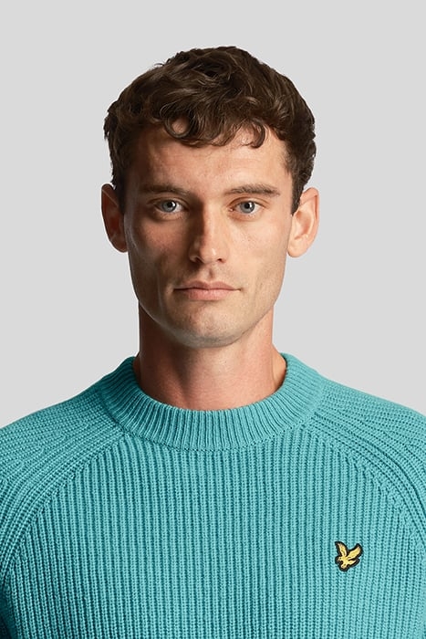 SHAKER STITCH MOCK NECK JUMPER ALPINE SKY 5