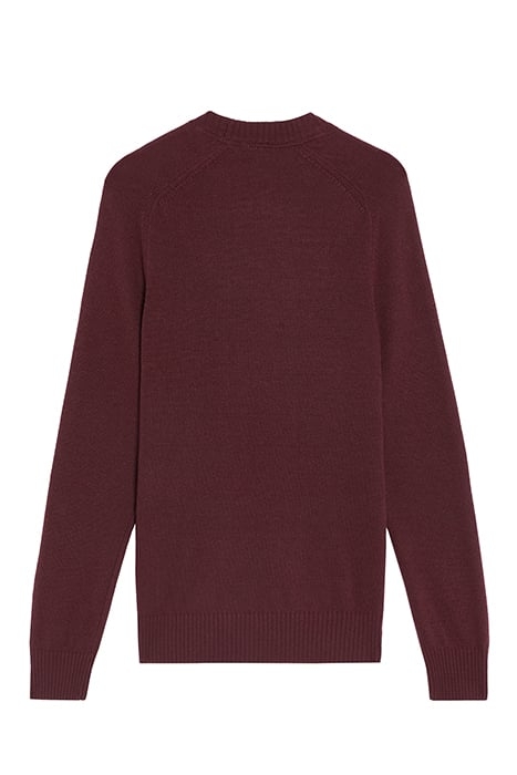 SADDLE SLEEVE CREW NECK JUMPER BURGUNDY HEATHER 5